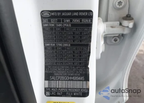 2017 Land Rover Discovery Sport Se из США, поврежденный, VIN SALCP2BG0HH689445